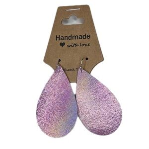 Pink iridescent earrings teardrop handmade